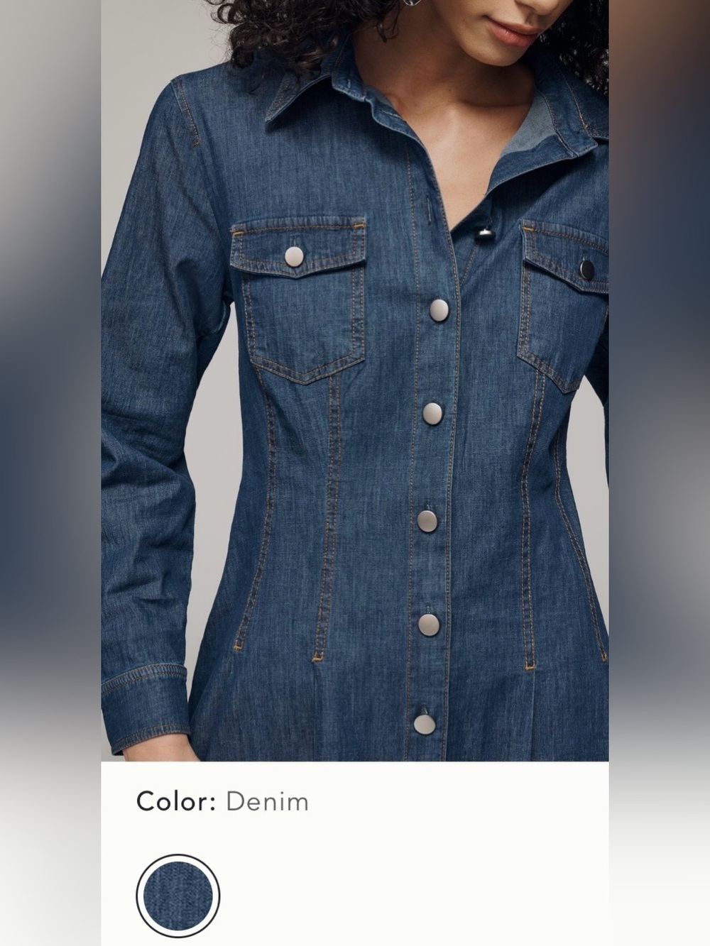 Anthropologie x Exquise Long-Sleeve Waisted Denim Mini Shirt Dress Size XL NWT - Picture 2 of 15